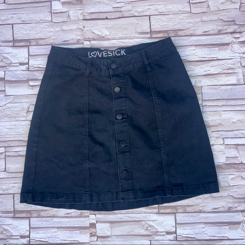 Lovesick Button Up Black Denim Mini Skirt  - 12 -